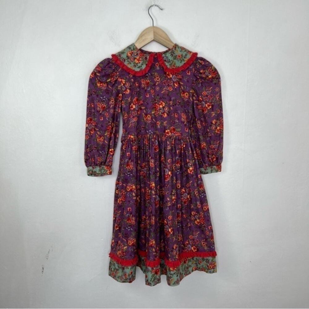 Wee Clancy Vintage Cottagecore Floral Purple Prairie Party Dress Size 7